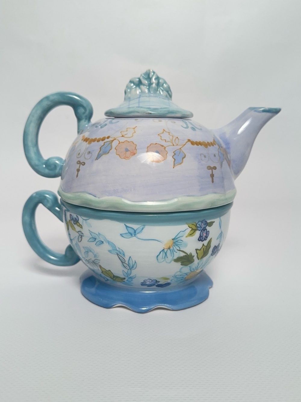 Tracy Porter Vintage NWT hand-painted "Tea For One" set Freesia Pattern #1212350